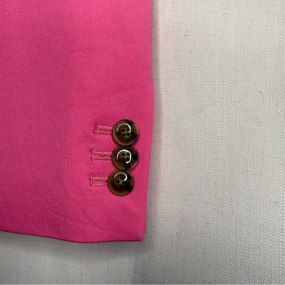 J. Crew SMALL Bright Pink Cotton Two-Button Women's Blazer with Satin Liner - Picture 6 of 12